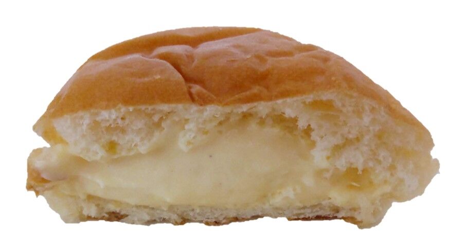 パン工房ぐるぐるの奥久慈卵のとろ～りクリームパンの断面写真