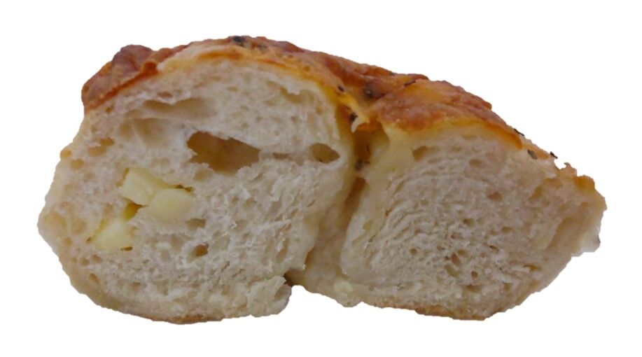 BAGEL8744（ベーグルハナヨシ）のチーズチーズベーグルの断面写真