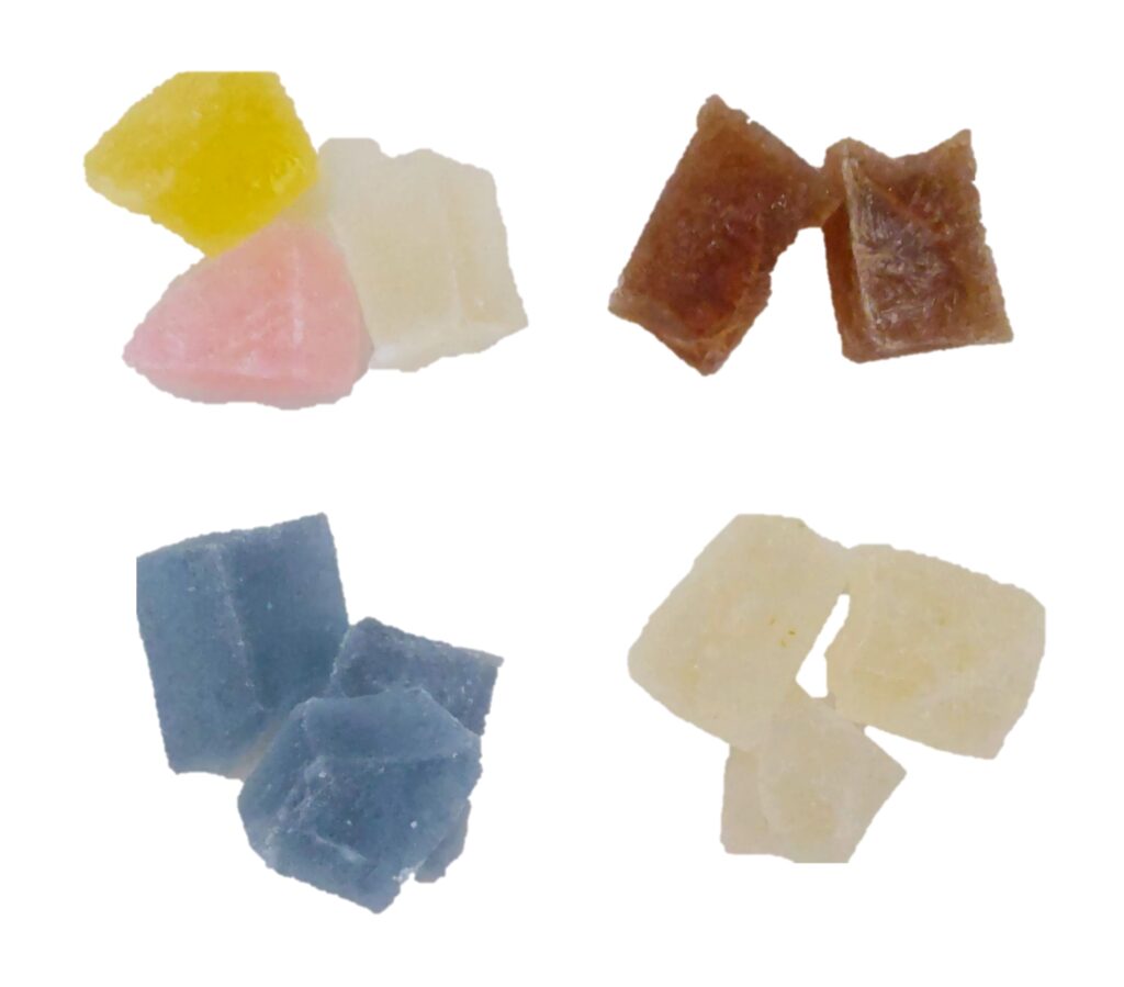和菓子村上のわり氷4種類を並べた写真