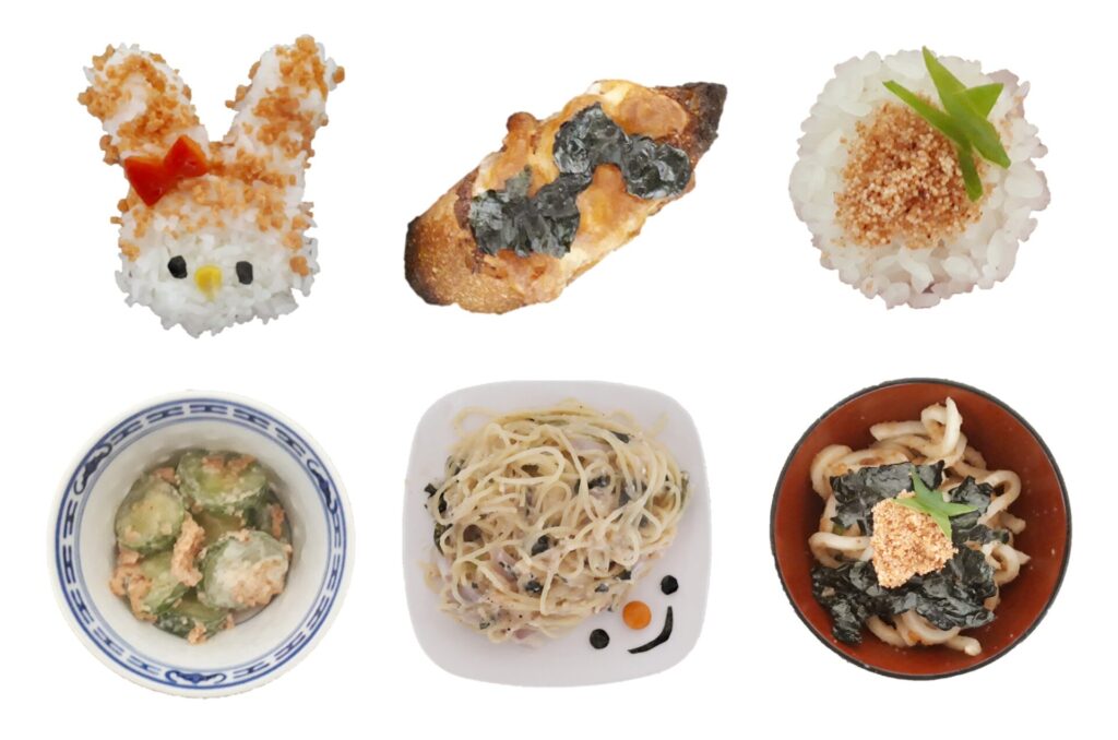 福岡県飯塚市のふるさと納税返礼品博多辛子めんたい粉を使って作った料理の写真