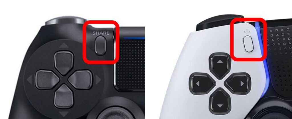 DUALSHOCK4（デュアルショック4）のシェアボタンがDualSense（デュアルセンス）でクリエイトボタンに変更されたことがわかる写真